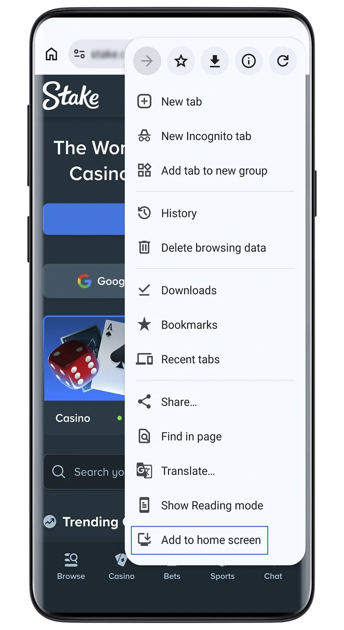 Start downloading the Stake app for Android.
