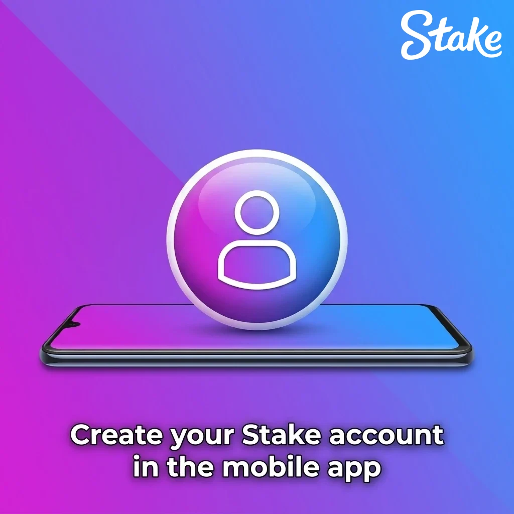 Stake mobile app sign-up screen showing registration steps for users aged 18+ in India, including email, username and password fields